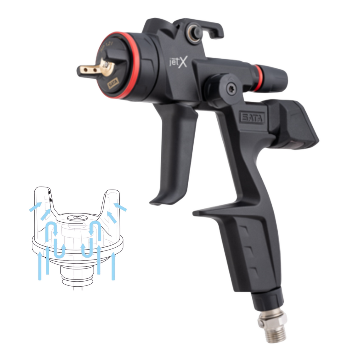 SATA jet X professional spray gun, advanced digital painting tool, high-precision automotive paint application